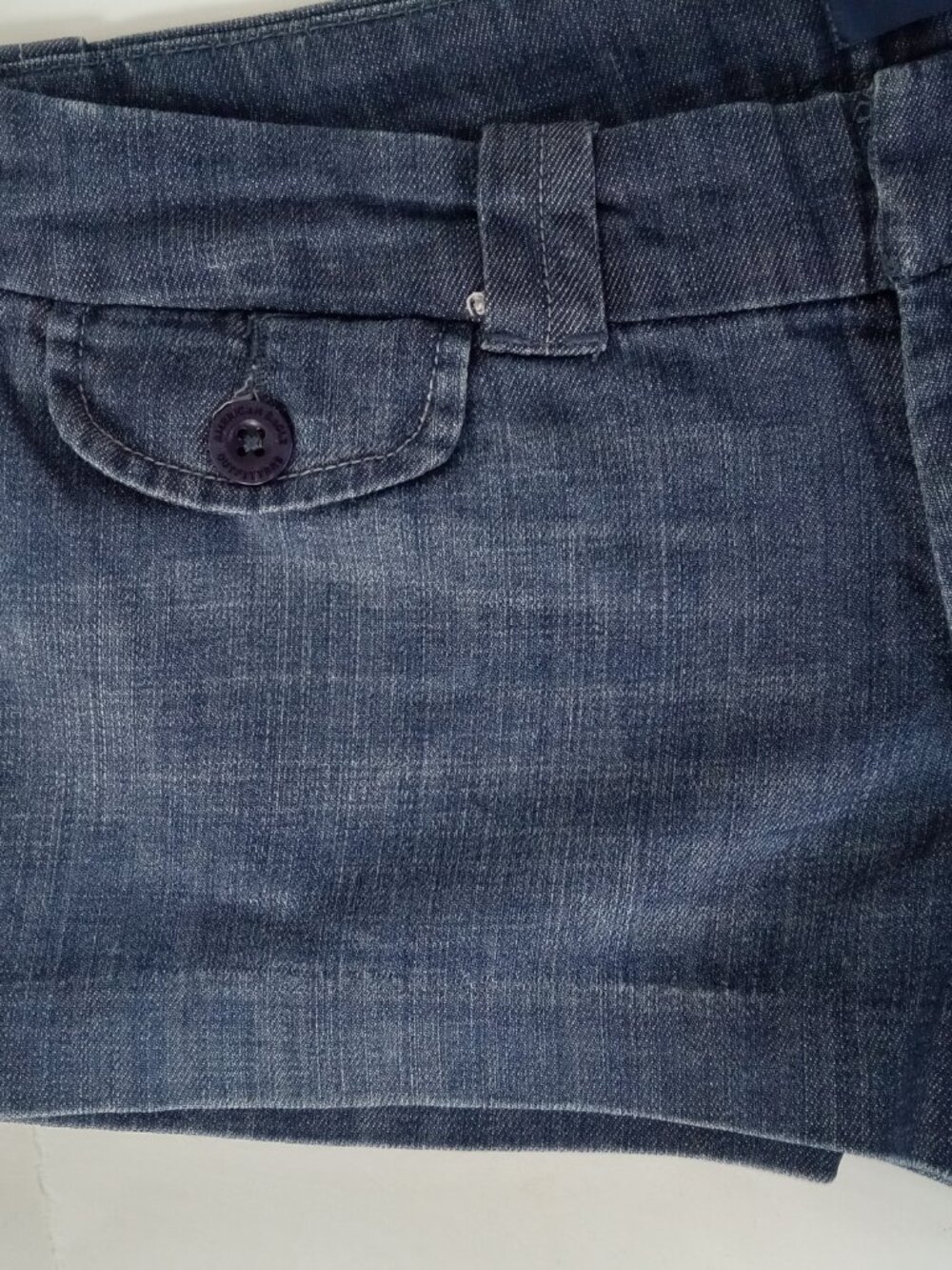 Vtg Y2K 00s American Eagle Booty Jean Shorts 8 Stretch Denim Love Your Life - Picture 5 of 11